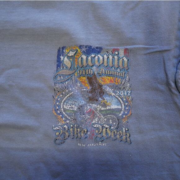 2017 Laconia Cutoff Thrashed Faded Flame Bald Eagle Bike Week Tee - Picture 4 of 6
